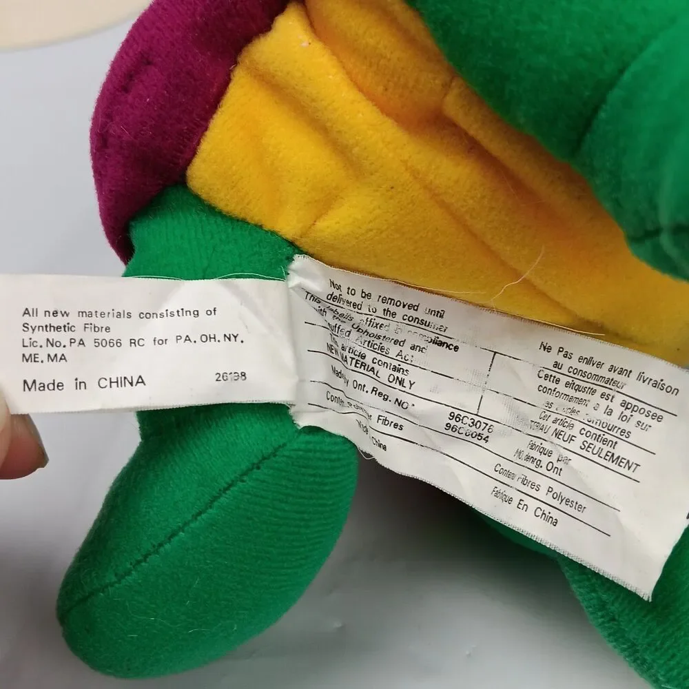 Ace Novelty Green Turtle Plush Colorful Shell Tongue Out Carnival Prize Vintage